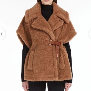 MaxMara Camel Teddy Cape/ Jacket with Belt
